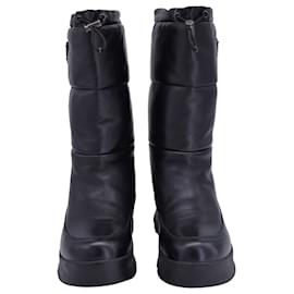 Prada-Prada Padded Moon Boots in Black Calfskin Leather-Black