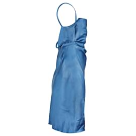 Nanushka-Nanushka Gathered Slip Dress in Blue Polyester-Blue