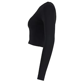 Proenza Schouler-Proenza Schouler Cropped Long Sleeve Top in Black Cotton-Black