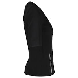 Michael Kors-Michael Kors Zipped Short Sleeve Jacket in Black Wool-Black