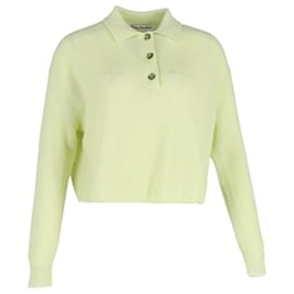 Acne-Acne Studios Cropped Long Sleeve Polo Jumper in Yellow Cotton-Yellow