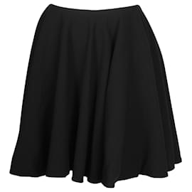 Alexander Mcqueen-Alexander McQueen Flared Midi Skirt in Black Wool-Black
