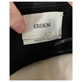 Erdem-Erdem Floral Cut-Out A-Line Skirt in Black Leather-Black