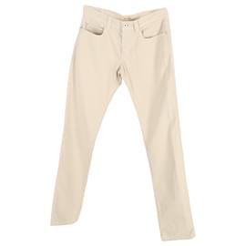 Loro Piana-Pantaloni Slim Fit Loro Piana in cotone Beige-Bianco,Crudo