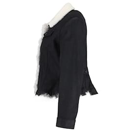Burberry-Jaqueta Burberry Brit Pocklington Shearling Jean em algodão preto-Preto
