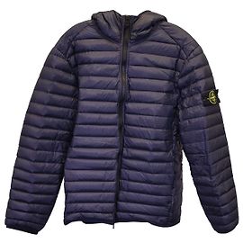 Stone Island Quilted Hooded Down Jacket in Navy Blue Polyamide Navy blue