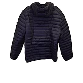 Stone Island-Stone Island Quilted Hooded Down Jacket in Navy Blue Polyamide-Navy blue