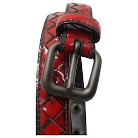 Bottega Veneta-Bottega Veneta Woven Belt in Red Leather-Red