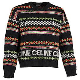 Céline-Celine Fair Isle Knitted Sweater in Multicolor Wool-Other,Python print