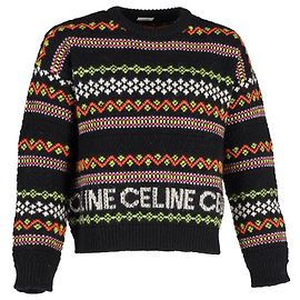 Céline Celine Fair Isle Strickpullover aus mehrfarbiger Wolle Andere Python drucken