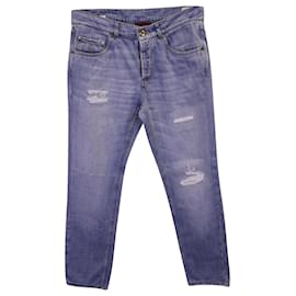 Brunello Cucinelli-Jeans Denim Strappati Brunello Cucinelli in cotone azzurro-Blu,Blu chiaro