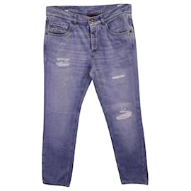 Brunello Cucinelli-Brunello Cucinelli Ripped Denim Jeans in Light Blue Cotton-Blue,Light blue