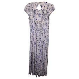 Reformation-Reformation Nahal Printed Midi Dress in White and Blue Viscose-Other