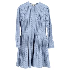 Michael Kors-Michael Michael Kors Daisy Eyelet Mini Dress in Light Blue Cotton-Blue,Light blue
