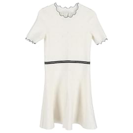 Sandro-Sandro Knit Nipped in Waist Dress in Cream Viscose-White,Cream
