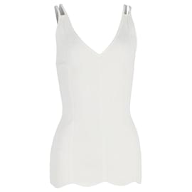 Sandro-Sandro Knit Sleeveless Top in White Cotton-White,Cream