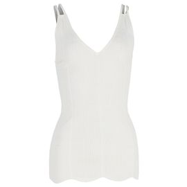 Top Sandro Tricotado Sem Mangas em Algodão Branco Branco Cru