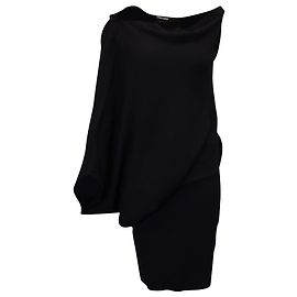 Vestido midi drapeado asimétrico de viscosa negra de Tom Ford Negro