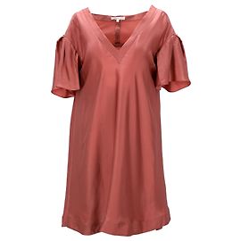 Vanessa Bruno Mini Vestido Shift em Seda Rosa Rosa