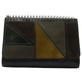 Jean Paul Gaultier Pochette Spring Patchwork en Cuir Noir Noir