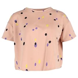 Marni-Marni Polka-Dot Crop T-Shirt aus pfirsichfarbener Baumwolle-Angeln