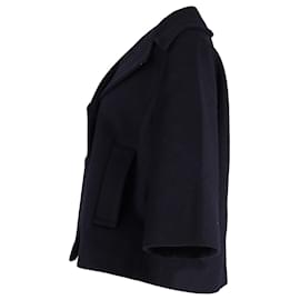 Valentino Garavani-Valentino lined Breasted Jacket in Navy Blue Wool-Navy blue