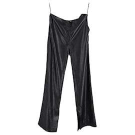 Nanushka-Pantalon large Nanushka en simili cuir noir-Noir