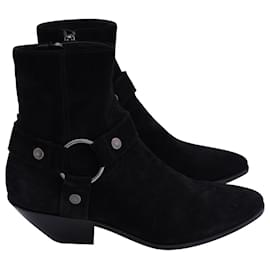 Saint Laurent-Saint Laurent Wyatt Ankle Boots in Black Suede-Black