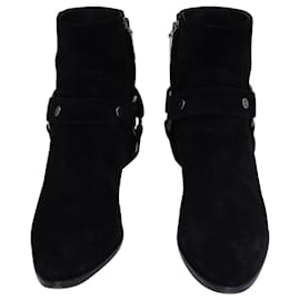Saint Laurent-Saint Laurent Wyatt Ankle Boots in Black Suede-Black