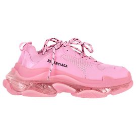 Balenciaga Triple S Clear Sole Sneakers in Pastel Pink Polyester Pink