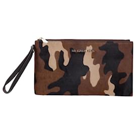 Michael Kors-Michael Kors Camouflage Wristlet Pouch in Multicolor Pony Hair-Other,Python print