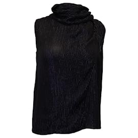 Gucci-Gucci Metallic Stripe Sleeveless Top in Black Silk-Black