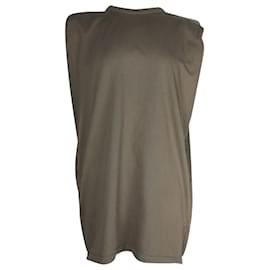 Autre Marque-Frankie Shop Tina Padded Shoulder Muscle Shirt Mini Dress in Olive Green Cotton-Green,Olive green