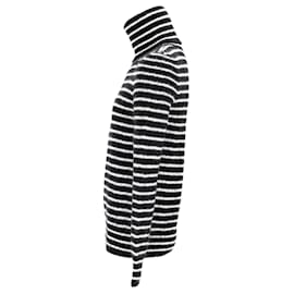 Saint Laurent-Saint Laurent Rollkragenoberteil mit Streifen aus schwarz-weißem Mohair-Schwarz