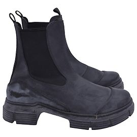 Botas de chuva Ganni Chelsea em borracha reciclada preta Preto