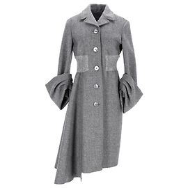 Prada Draped Sleeve Hem Coat in Grey Wool Brown