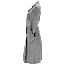 Prada-Abrigo con dobladillo y mangas drapeadas de lana gris de Prada-Gris