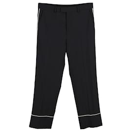 Gucci-Gucci Contrast Piping Trousers in Black Cotton-Black