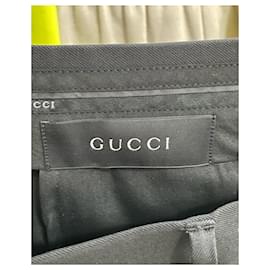 Gucci-Gucci Contrast Piping Trousers in Black Cotton-Black