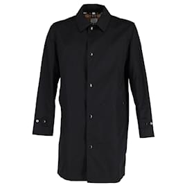 Burberry-Burberry Single-Breasted Car Coat in Black Polyamide-Black