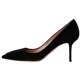Aquazzura-Zapatos de tacón Aquazzura con punta en ante negro-Negro
