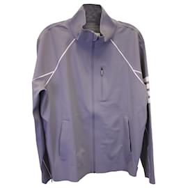 Thom Browne-Thom Browne 4-Bar Compression Zip Jacket in Grey Polyamide-Grey