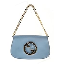 Gucci-Gucci Blondie Shoulder Bag in 'Cloudy Blue' Leather-Blue,Light blue