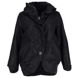 Issey Miyake Fete Pleated Collar Jacket in Black Silk Black