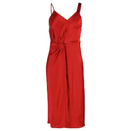 Alexander Wang-T by Alexander Wang Draped Dress in Red Satin-Red