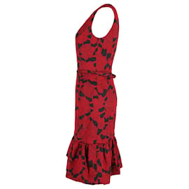 Oscar de la Renta-Ärmelloses Kleid aus roter Baumwolle von Oscar De La Renta-Rot