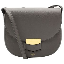 Céline Celine Small Trotteur Shoulder Bag in Black Leather Black