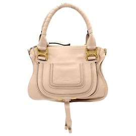 Chloé-Chloe Marcie Small lined Carry Tote Bag in 'Sandy Beige' Leather-Other