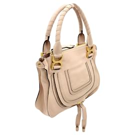 Chloé-Chloe Marcie Small lined Carry Tote Bag in 'Sandy Beige' Leather-Other