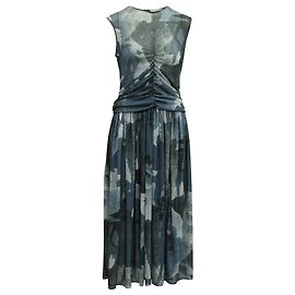Victoria Beckham Midikleid mit gerüschter Vorderseite aus blauem Polyester Andere